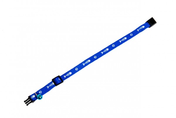Katzenhalsband 10 mm x 30 cm blau mit Glocke