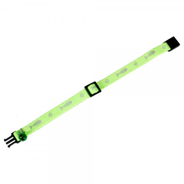 Katzenhalsband 10 mm x 30 cm neongrün mit Glocke